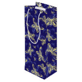 Cute Blue en Yellow Butterfly Illustrated Pattern Wijn Cadeautas (Achterkant Gekanteld)