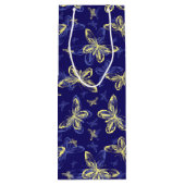 Cute Blue en Yellow Butterfly Illustrated Pattern Wijn Cadeautas (Achterkant)