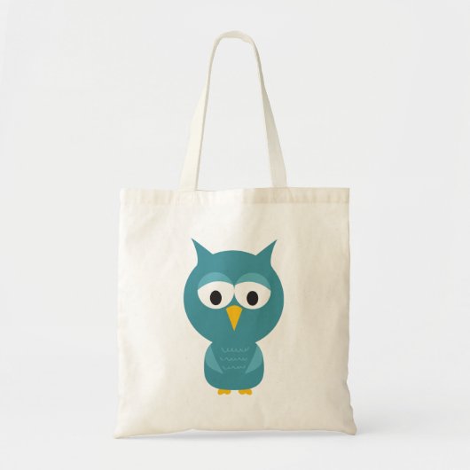 Cute Blue en Yellow Cartoon Owl Tote Bag (Voorkant)