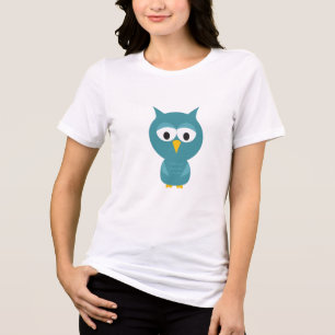 Cute Blue en Yellow Cartoon Owl Tri-Blend Shirt