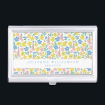 Cute Blue en Yellow Ditsy Floral Modern Custom Visitekaarthouder<br><div class="desc">Cute Blue en Yellow Ditsy Floral Modern Custom Business Card Case</div>