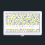 Cute Blue en Yellow Ditsy Floral Modern Custom Visitekaarthouder<br><div class="desc">Cute Blue en Yellow Ditsy Floral Modern Custom Business Card Case</div>