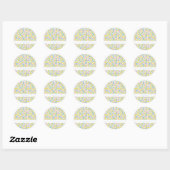 Cute Blue en Yellow Ditsy Floral Modern Ronde Sticker (Vel)