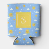 Cute Blue en Yellow Sunshine Monogram Blikjeskoeler (Voorkant)