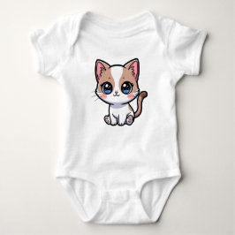 Cute Blue Eyed Cat Cartoon Character Romper
