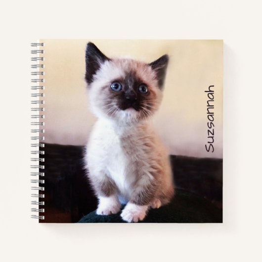 Cute Blue Eyed Pet Siamese Kitten Placeholder Notitieboek (Voorkant)