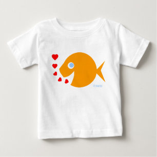 Cute Blue Eyes Baby Goldfish Cartoon and Kisses