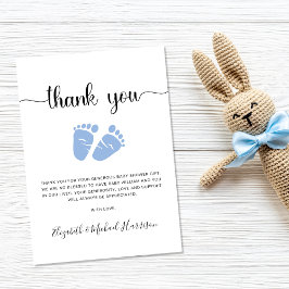 Cute Blue Feet Baby Boy Shower Bedankt voor je cre Kaart