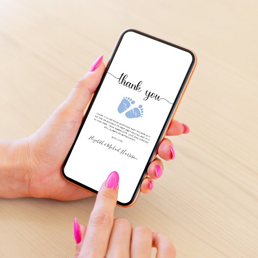 Cute Blue Feet Baby Boy Shower Bedankt voor je cre Kaart