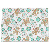 Cute Blue Festive Christmas Gingerbread Groot Cadeauzakje (Voorkant)