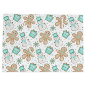 Cute Blue Festive Christmas Gingerbread Groot Cadeauzakje (Achterkant)