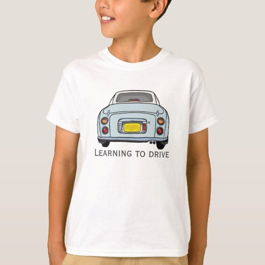 Cute Blue Figaro Car Learning to Drive T-shirt (Voorkant)