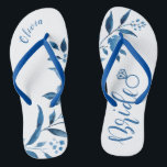 Cute blue floral bruiloft party bride teenslippers<br><div class="desc">Kutblauwe florale Bride teenslippers voor bruid om,  grote gepersonaliseerde bridale feestgeschenken te zijn.</div>