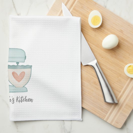 Cute Blue Floral Cake Mixer Bakery Chef Theedoek (Quarter Fold)