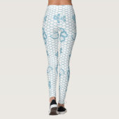 Cute Blue Floral Lace Simple Leggings (Achterkant)
