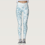 Cute Blue Floral Lace Simple Leggings (Voorkant)