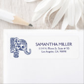 Cute Blue Floral Paisley Elephant Etiket (Insitu)