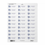 Cute Blue Floral Paisley Elephant Etiket (Full Sheet)