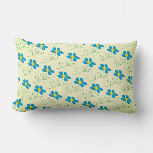 Cute Blue Floral Pillow Kussen (Voorkant)