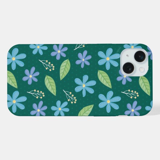 Cute Blue Floral Seamless Pattern iPhone Hoesje (Achterkant horizontaal)