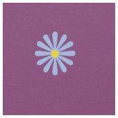Cute Blue Flowers Pattern on Grape Paars Stof (Close Up)