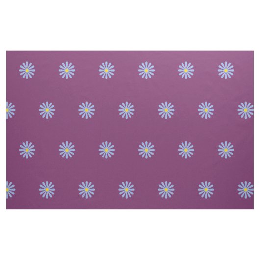 Cute Blue Flowers Pattern on Grape Paars Stof (Fat Quarter)