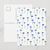 Cute Blue Flowers Spring Floral Card. Briefkaart (Voorkant / Achterkant)