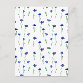 Cute Blue Flowers Spring Floral Card. Briefkaart