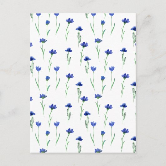 Cute Blue Flowers Spring Floral Card. Briefkaart (Voorkant)