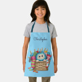 Cute Blue Fluffy Sock Monster Kids Design Schort (Insitu)