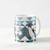 Cute Blue-footed Booby-Bird op Geometric Pattern Koffiemok (Voorkant rechts)