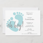 Cute Blue Footprint Baby shower Kaart (Voorkant)