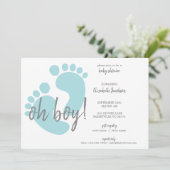 Cute Blue Footprint Baby shower Kaart (Staand voorkant)