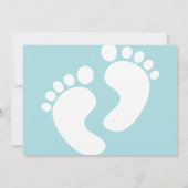 Cute Blue Footprint Baby shower Kaart (Achterkant)