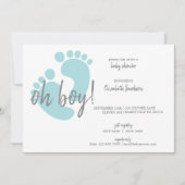 Cute Blue Footprint Baby shower Kaart (Voorkant)