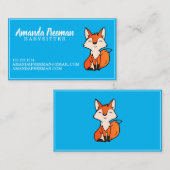 Cute Blue Fox Babyzittende Kinderopvang Visitekaartje (Voorkant / Achterkant)