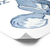 Cute Blue Fox Waterverf Animal Natuur Wildlife Poster (Hoek)