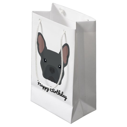 Cute Blue French Bulldog Birthday Klein Cadeauzakje (Voorkant Gekanteld)