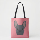Cute Blue French Bulldog Canvas tas (Voorkant)
