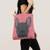 Cute Blue French Bulldog Canvas tas (Dichtbij)