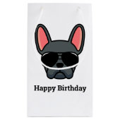 Cute Blue French Bulldog Face Small Gift Bag Klein Cadeauzakje (Achterkant)