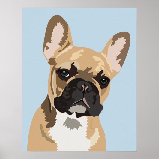 Cute Blue French Bulldog | Franchie Poster (Voorkant)