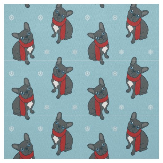 Cute blue Frenchie is klaar voor de winter Stof (Swatch)
