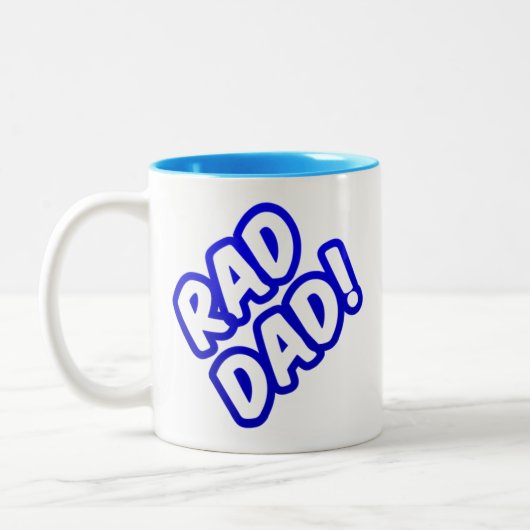 Cute Blue Funny Rad Dad Tweekleurige Koffiemok (Links)