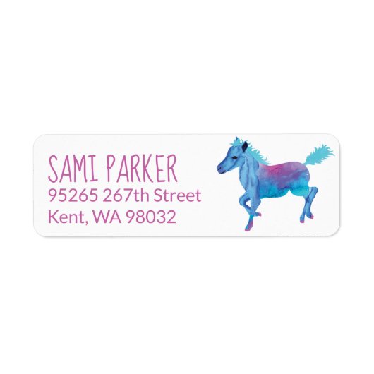 Cute Blue Galloping Pony Address Label Sheet (Voorkant)