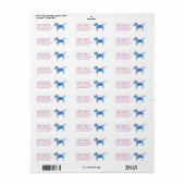 Cute Blue Galloping Pony Address Label Sheet (Full Sheet)