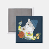 Cute Blue Gangster Kitty Cat Cartoon Illustratie Magneet (Voorkant / Achterkant)