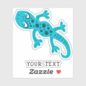 Cute Blue Gecko Lizard Drawing Kinder Sticker (Vel)