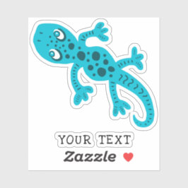 Cute Blue Gecko Lizard Drawing Kinder Sticker