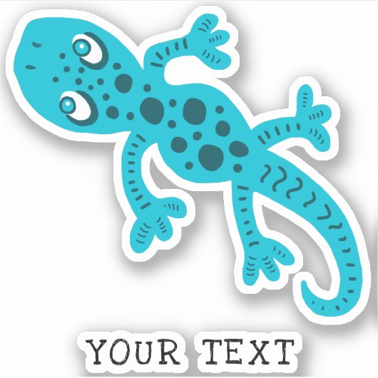 Cute Blue Gecko Lizard Drawing Kinder Sticker (Voorkant)